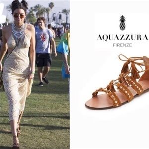 Aquazzura Tullum lace up studded sandals size 7